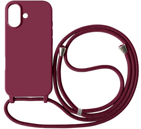 Ququcheng Coque Compatible avec iPhone 17(6.3),Collier pour Étui Colliers de cellulaire Corde Silicone avec Cordon Case TPU Bumper pour iPhone 17(6.3)-Rouge