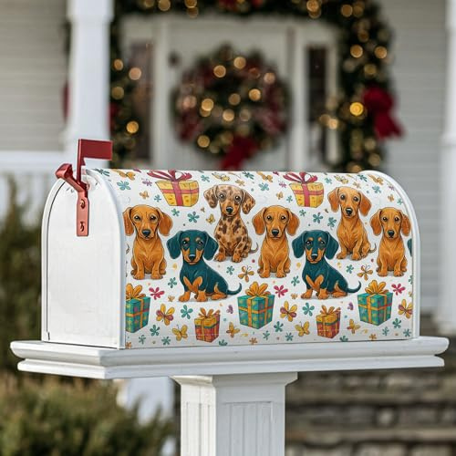 Coperture magnetiche per cassette postali con cani, regali festivi e giocosi con fiori, protezione per cassetta postale gialla, per esterni, giardino, cortile, decorazione, 45,7 x 53,3 cm
