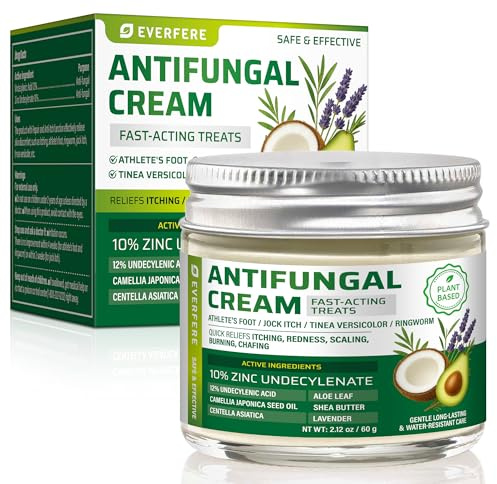 Antifungal Cream for Athletes Foot Treatment: Relief from Jock Itch Ringworm & Skin Fungus – Advanced Dual Action Formula with Botanicals for Anti-Itch Daily Soothing Skin Care for Adults & Kids 60g