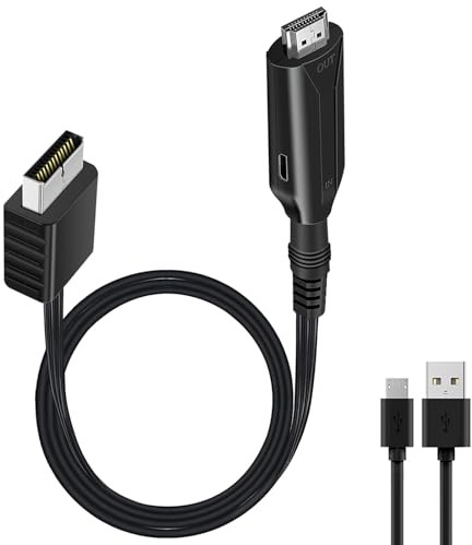 Oiieco Adaptateur PS2 vers HDMI multifonctionnel HDTV HDMI pour PS 2, convertisseurs vidéo PS 2 vers HDMI Convertisseur compatible avec PS2 consoles de jeux moniteur projecteur