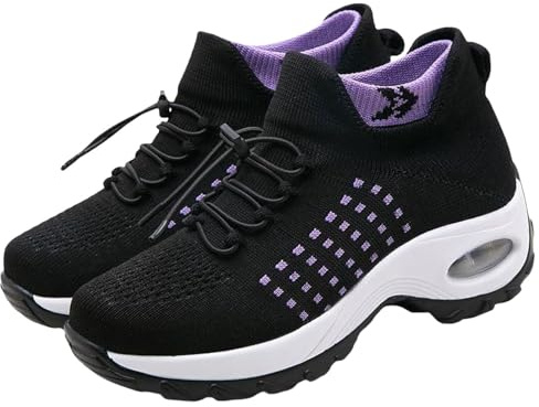 Comfort Wear Orthowear-skor för kvinnor - Andningsbara mesh ortopediska sneakers med luftkudde för lindring av plantar fasciit, A lila, 39.5 EU