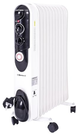 Belaco 2500W Oil Filled Radiator Heater with 24H Timer, Portable Electric Radiator, Adjustable Thermostat, 3 Heat Settings 1000/1500/2500W, White