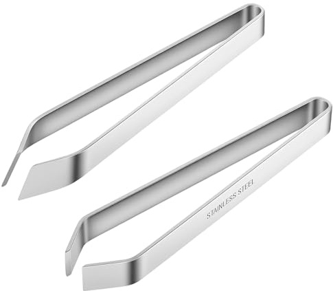 DOPENSPI 2 Stück Fischgräten-Pinzetten-Set, Küchenpinzette Fischgrätenzange Schräge Spitze + Grätenzange aus Edelstahl Fischpinzette Set Grätenpinzette für Fisch Huhn Ente Schwein Haar