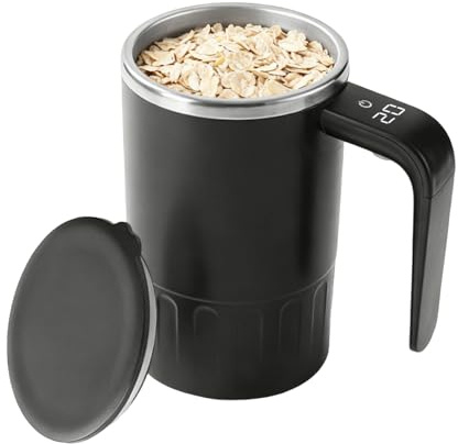 Tazze termiche – auto-mescolante | 8 x 13,8 cm tazze di cioccolato per uso quotidiano, componenti elettronici in acciaio con display della temperatura, tazze per bere, bevande