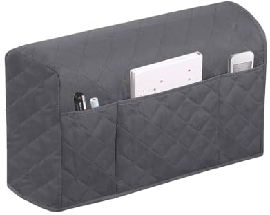 NJBTOMJ Copri braccioli per divani - Coperture protettive Antiscivolo Rimovibili, Resistenti ai Graffi e allo Sporco Copri braccioli per divani con Contenitore 2 Pezzi(Size:2pc,Color:Grigio)