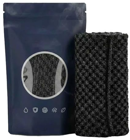 Serviette & Gant de Douche Exfoliants en Fibre de Bambou Naturelle avec Charbon Actif – Gommage Doux Professionnel pour Nettoyage Profond de la Peau, Séchage Rapide, usage quotidien