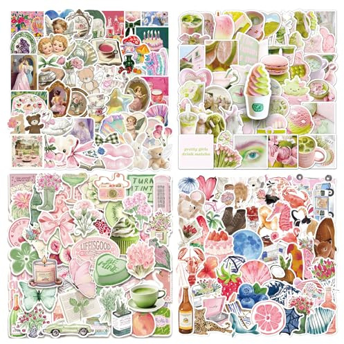 CHAOTEMAI 201 Piezas Rosa Pegatinas, Impermeable Stickers Patrones Diversos, Pegatinas Infantiles para Equipaje Scrapbook Skateboard Guitarra Regalo de Cumpleaños Botella de Agua