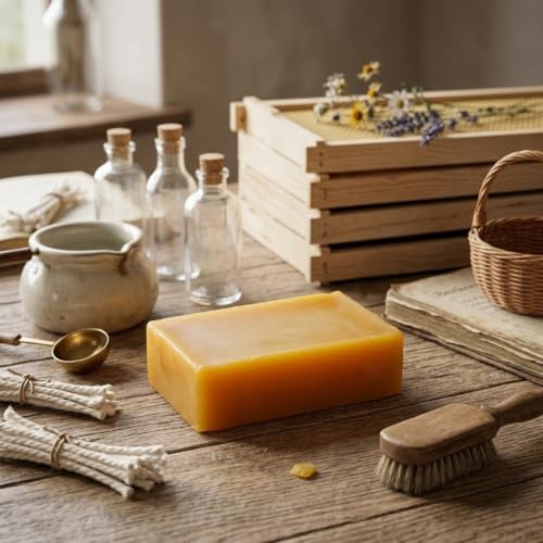 Qualoramall Bloque de cera de abeja natural para hacer bálsamo labial, pulido de muebles y cuidado de madera, cera de abeja amarilla pura para suministros de apicultura, manualidades de velas y