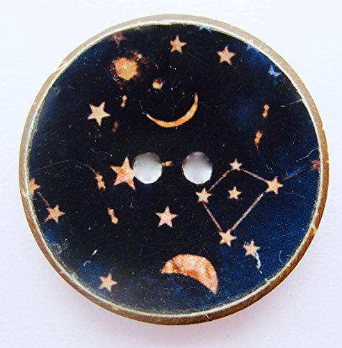 LÜNA Knöpfe ECHT KOKOSNUSS Mond und Sterne 25 mm, 5 Stück