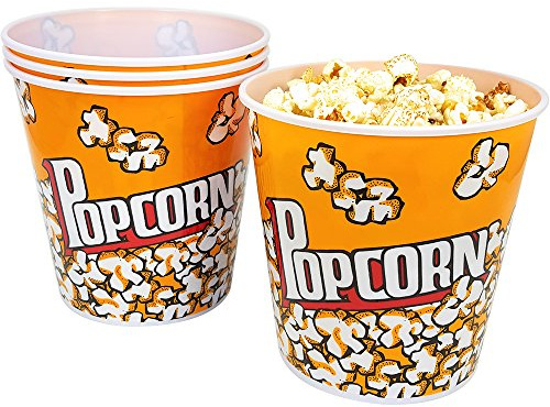 com-four® 4X Cubo de Palomitas para el Cine en casa, Bol de Palomitas | cada uno con una capacidad de 2,8 litros
