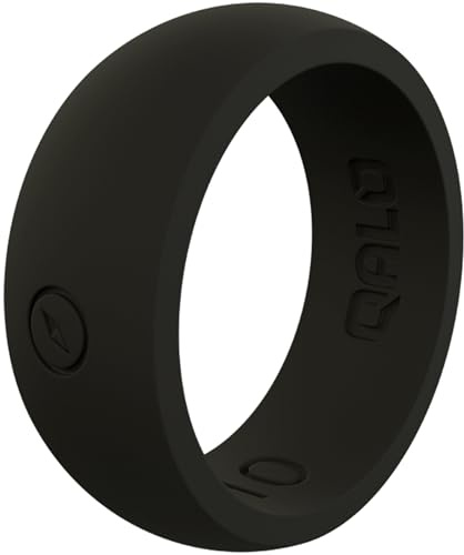 QALO Classic Silicone Ring for Men (Black, Size 11) - Breathable & Durable Silicone Wedding Bands - Mens Silicone Wedding Rings - Rubber Engagement Rings for Him