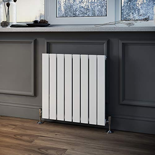 ELEGANT 600 x 600 mm Designer Horizontal Radiator White Single Flat Panel Bathroom Premium Radiators Modern Wall Mounted/Up Standing Slim Radiators for Bathroom/Kitchen/Living Room