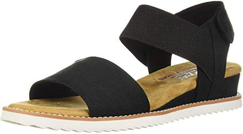 Skechers Damen Desert Kiss Knöchelriemchen Sandalen, Black Microfiber Suede Gore Trim, 39.5 EU