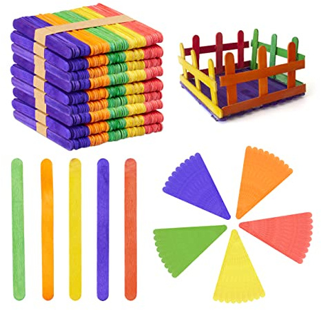 Relaxdays Holzspatel bunt, 500er Set, Holzstäbchen zum Basteln, Deko, Kinder, DIY Geschenke, HxB 11,5 x 1 cm, mehrfarbig