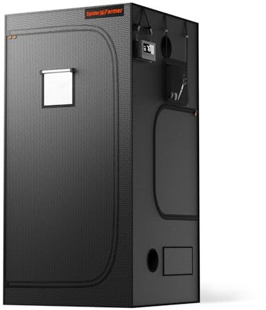 Spider Farmer Tende per Coltivazione 90x90x180cm Indoor Growbox Interno Mylar hidropónico reflectante 1680D con ventana de observación y bandeja de piso para cultivo de plantas en interiores