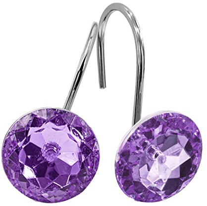 MitoVilla Purple Shower Curtain Hooks Rings, Metal Shower Hooks for Shower Curtain Liner, Purple Rust Proof Shower Rings for Curtain Accessories and Bathroom Shower Rod, 12 Pack Bathroom Set