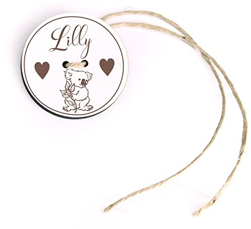 Schultüten Anhänger mit Name und Koala Motiv - Kinder Geschenk Einschulung Schulanfang Zuckertüte Deko Ø 5 cm