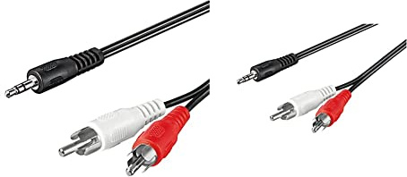 Goobay Adattatore Audio AUX - Jack 3.5mm a RCA Stereo - Nero (50196 & 50018) - Cavo 1.5m
