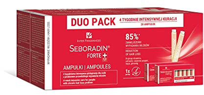 Seboradin Forte Duo Pack Fiale Siero Per La Crescita Dei capelli Per Donne Uomini Vitamine Estratti Naturali per il Cuoio Capelluto 28 x 5,5 ML