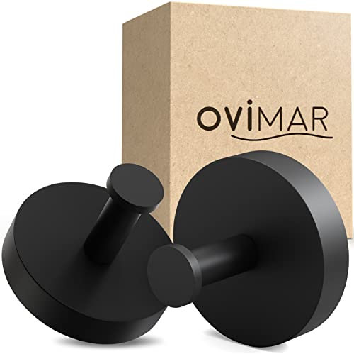 ovimar gancio per asciugamani set di 2 Danksoya per foratura in acciaio inox nero | come porta asciugamani | può essere utilizzato anche come porta strofinacci o porta giacche