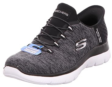 Skechers Femme Summits Dazzling Haze Slip-In ENTRAINEUSE, Black Mesh/White Trim, 35.5 EU Large