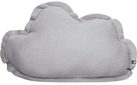 von Herzen Handmade Musselinkissen aus 100% Baumwolle I Kinderkissen I Dekokissen aus Musselin in Wolkenform I Wolkenkissen für Kinderzimmer & Bett I Handgenähtes Kissen mit Watte gefüllt (Hellgrau)