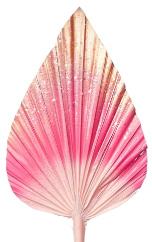 The Baked Studio - Dried Palm Leaf Leaves Palm Spear Cake Topper for Cake Decoration (Pink & Gold Ombre With Glitter)