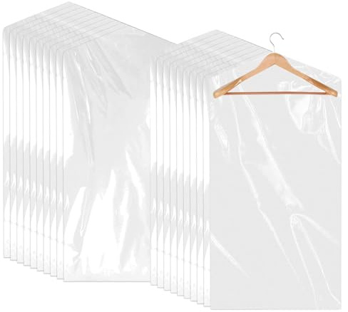 Borse per Indumenti Trasparenti, 30 Confezioni di Coperture per Indumenti in Plastica,Coperture per Indumenti Antipolvere 60x90 CM, Borse per Lavaggio a Secco, Coperture per Indumenti Trasparenti