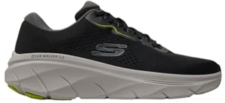 Skechers Herr D'lux Walker 2.0 Swave Sneaker, Svart konstruerat nät syntetisk lime trim, 42.5 EU