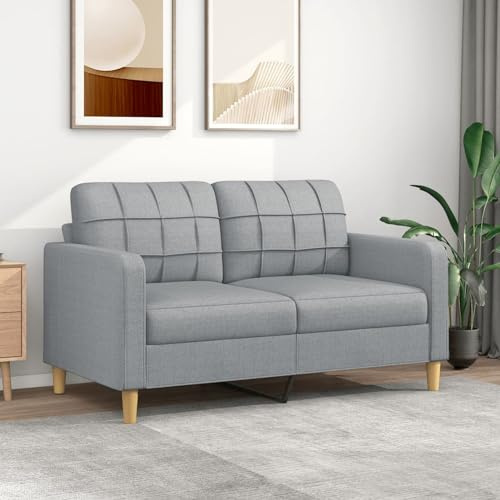 Chaduof 2-Sitzer-Sofa Hellgrau 140 cm Stoff, Sofa Wohnzimmer, Jugendsofa, Relaxsofa, Sofas & Couches, Sofa Für Schlafzimmer, Jugend Kinderzimmer