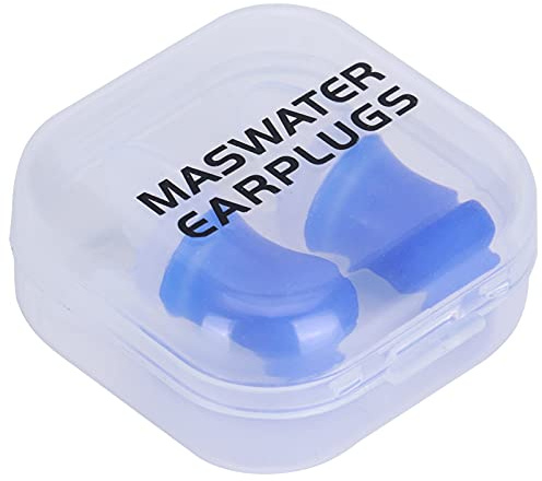WGFOIP Tapones para los Oídos de Silicona, 2 Pares Impermeables, para Nadar, Dormir, Volar, Reducir Ruido, Suaves y Seguros (Azul Grande + Caja PP)