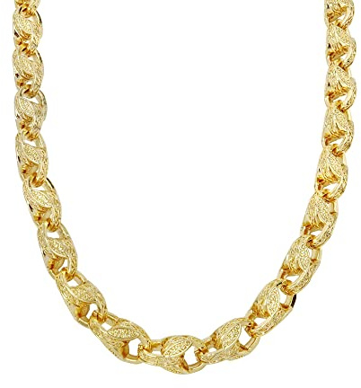 15mm Gold Gold Ornate XXL Heavy Tulip Chain, 28-Inch, PVD Gold Plated – Bling King London