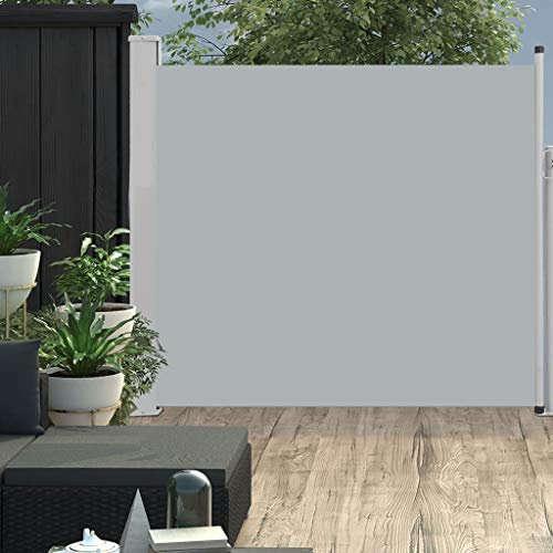 Iiaky Ausziehbare Seitenmarkise Terrassen-Sichtschutz Senkrechtmarkise Balkon Seitenmarkise Ausziehbar 170×300 cm Grau