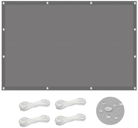 Markisenstoff Rechteckig 180 x 240 cm Witterungsbeständig Und Reißfest Rechteckige Markise Outdoor Sonnensegel mit Ösen, Ohne Bohren für Balkon Terrasse, Hellgrau