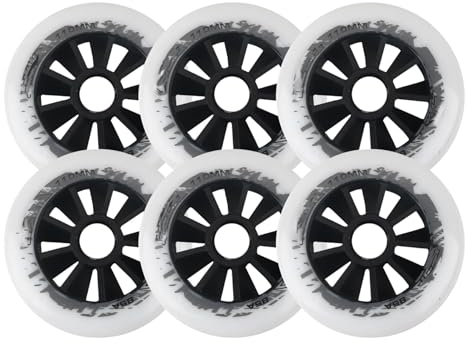 HEFAM 6er-Pack Rollschuhräder für drinnen und draußen, 90 mm/100 mm/110 mm, Inlineskate-Räder, 85A, Rollschuhrad, Skate-Bremsrad,Weiß,110mm