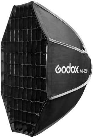 Godox ML-SF50 Octagon Softbox, 94 cm, 50 cm, GODOX Mount und Wabengitter, Softbox für ML100Bi ML60II Bi tragbare LED-Videoleuchte