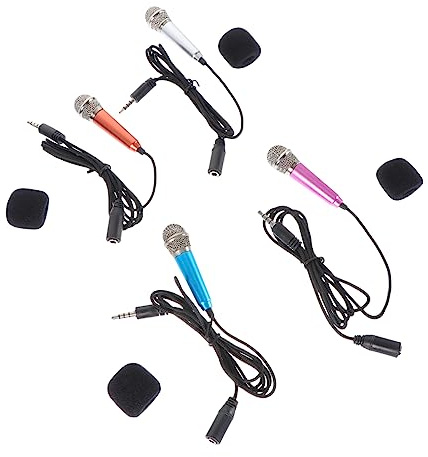 ULDIGI 4 Stück-Pack Kleiner Mikrofone aus Metalllegierung Handliches Aufnahmemikrofon für Gesang und Heim Karaoke Leicht für Kinder zu Halten