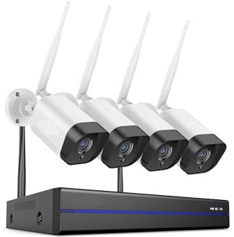 AIRYSSFU Telecamera di Sorveglianza, di videosorveglianza 3MP 5MP NVR 4X 3MP Telecamera IP Registrazione Telecamere di Sicurezza Kit telecamere CCTV rilevamento AI(1T)