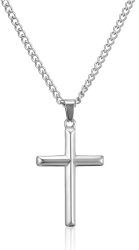 HSWYFCJY kreuz kette herren damen kreuzkette Silber/Schwarz/Gold Halskette mit Kreuz Anhänger Edelstahl Länge 45/50/55 cm Taufkette Christliche Weihnachten schmuck Geschenke für männer