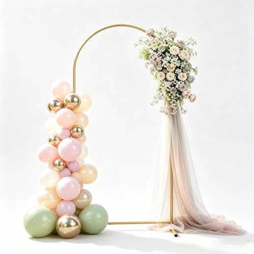 1,8m Hochzeitsbogen, Metallbogen Hintergrund Ständer, Ballonbogen für Party | Gold Metallbogen Gestell Hochzeitsbogen Gestell für Party, Baby Duschen, Muttertag, Geburtstagsfeier Dekoration(0,8m x 1,8m)