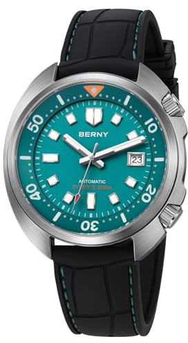 BERNY Automatische Herrenuhr 200M wasserdichte Tauchuhr Herrenmechanische Armbanduhr Analoguhr mit Superluminisierter AR-Koating Saphirglas Mode Tauchuhr Geburtstagsgeschenk