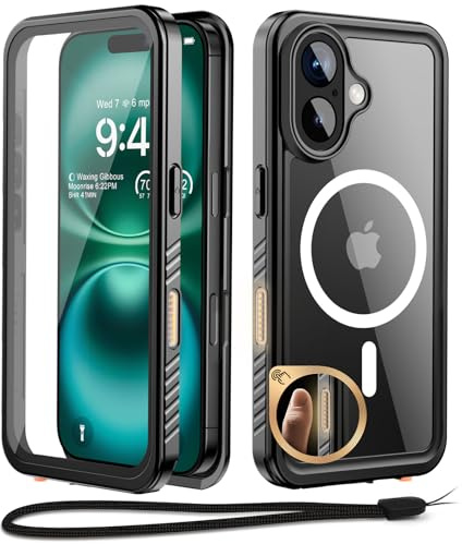 Beeasy für iPhone 16 Plus Wasserdicht 360 Grad Hülle mit MagSafe, Schwarz | Outdoor Stoßfest Panzerhülle, Komplett Schutzhülle Case, Wasserfest Staubdicht Handyhülle mit Displayschutz & Kameraschutz