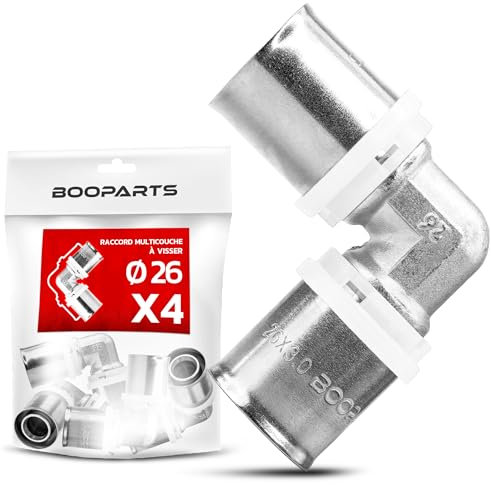 BOOPARTS - 4 Pezzi - raccordo multistrato 26-26 a crimpare contorno TH - Gomito multistrato - raccordo idraulico per tubo multistrato 26