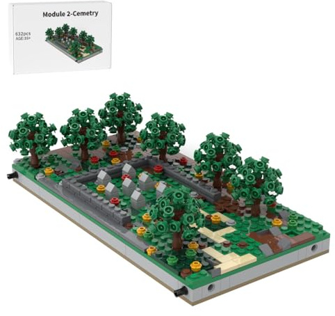 LootPop Sandbox Tree Environments Construction Model, Miniature Decoration, MOC-183062 Miniature World War II Sandpit - Module 2 - Cemetery Model (632 Pieces)