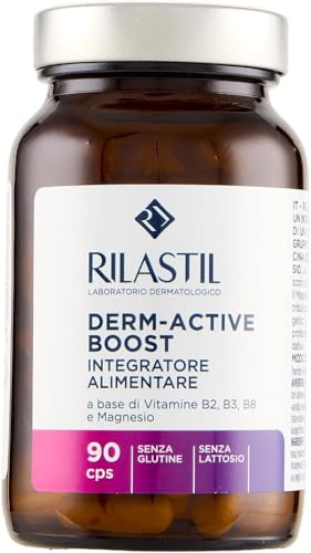 Rilastil Derm-Active Boost Integratore Alimentare a Base di Vitamine del Gruppo B e Magnesio, per Tutti i Tipi di Pelle, 90 Capsule