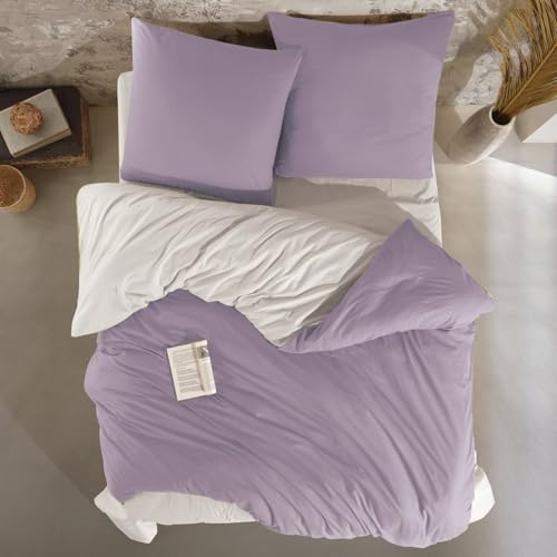 nordqueen Belmond Bettwäsche Seersucker 100% Baumwolle Bettbezug aus Atmungsaktive ÖkoTex Zertifiziert Winter Bettwäsche-Set mit Kissenbezug 80x80 cm (V8, 135x200 cm)