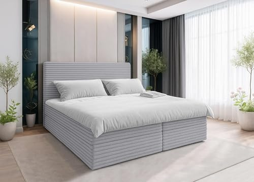 AXLIVING Hellgrau Bett Sevdayla Boxspringbett mit Bettkasten 140x200