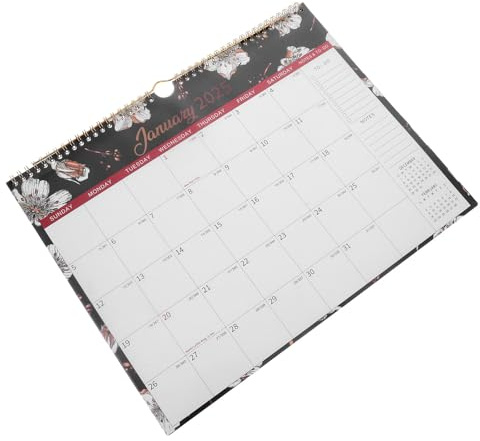 VILLFUL Calendario de Pared con Diseño Claro y Colgante Calendario Mensual Resistente con Espiral para Planificación Oficina y Hogar Incluye Días Festivos y Vacaciones Importantes