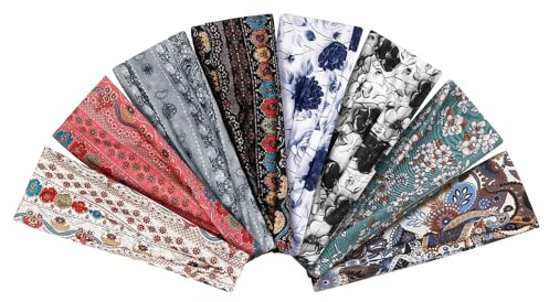 Awumbuk Stirnband Damen, 8er Pack, Mehrfarbig, Print, Tie-dye Weiches Haarband Damen Dünn, Elastisch Rutschfest Schweißableitend, für Yoga Laufen Fitness Workout
