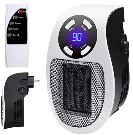 Vital Heater for Indoor Use Small Plug In Vital Heat Portable Electric Space Heaters of Indoor Use with LED Display Energy Efficient 400W Wall Outlet Adjustable Thermostat, Timer, Safe